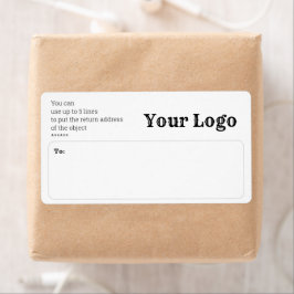 Minimalistisch label met retouradres en logo