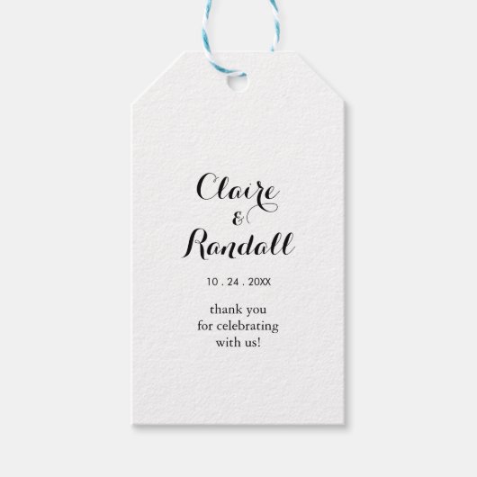 Minimalistisch Label met witte en zwarte bruiloft Cadeaulabel (Voorkant)