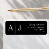 Minimalistisch label voor Black Weduwen retouradre