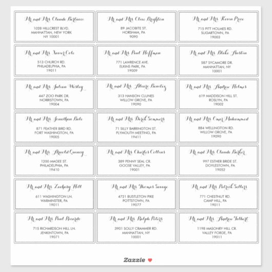 Minimalistisch label voor zwarte witte bruiloft (Vel)