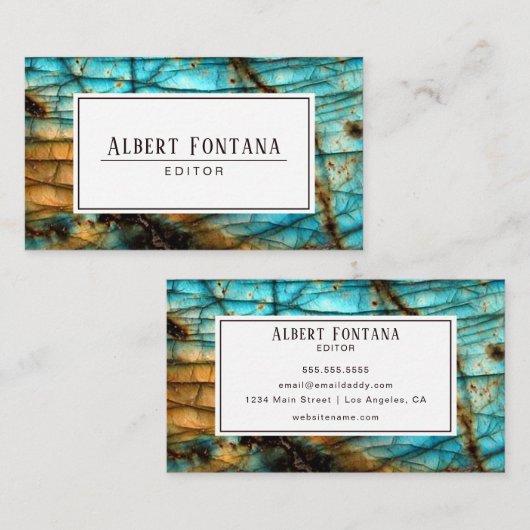 minimalistisch labradoriet visitekaartje (Voorkant / Achterkant)