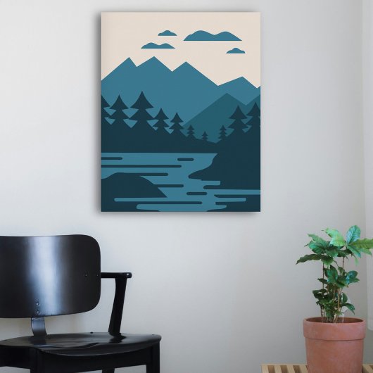 Minimalistisch Lake & Mountains landschap Poster