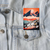 Minimalistisch landschap bergen & hardlooppaard - button (Insitu)
