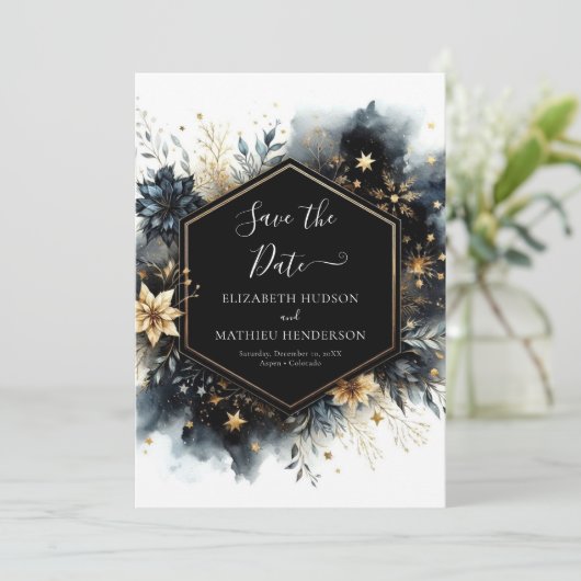Minimalistisch landschap Hemelse bruiloft Save The Date (Staand voorkant)