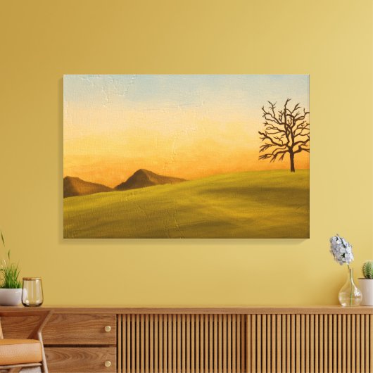 Minimalistisch landschap met kale boom canvas afdruk (Insitu (Woonkamer))