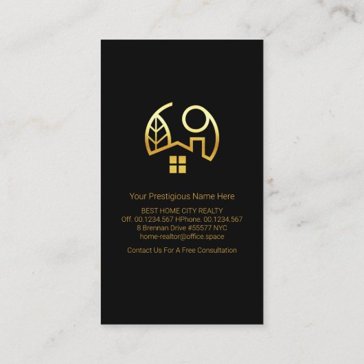 Minimalistisch landschap met zwarte gouden lijn visitekaartje (Achterkant)