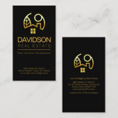 Minimalistisch landschap met zwarte gouden lijn visitekaartje (Voorkant / Achterkant)