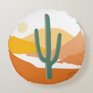 Minimalistisch landschap Saguaro Cactus Rond Kussen