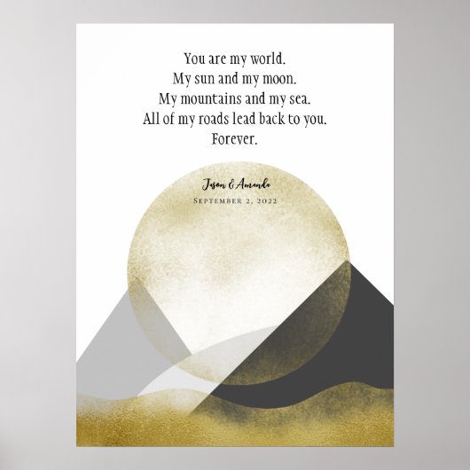 Minimalistisch landschap van bergen Elegant Weddin Poster (Voorkant)