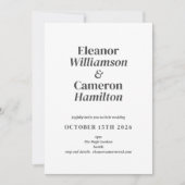 Minimalistisch lassy Black en White Design Wedding Kaart (Voorkant)
