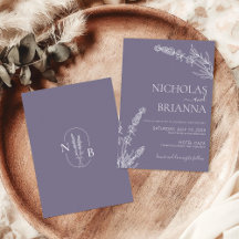 Minimalistisch Lavendel Bruiloft Boho Monogram