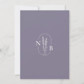 Minimalistisch Lavendel Bruiloft Boho Monogram Kaart (Achterkant)