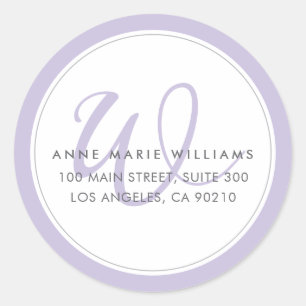 Minimalistisch Lavendel Twee Rand Monogram Ronde Sticker