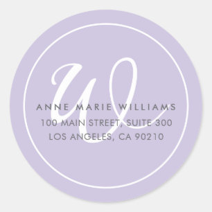 Minimalistisch Lavendel Witte Script Rand Monogram Ronde Sticker