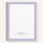 Minimalistisch lavendel zonder rand monogram notitieboek (Voorkant)