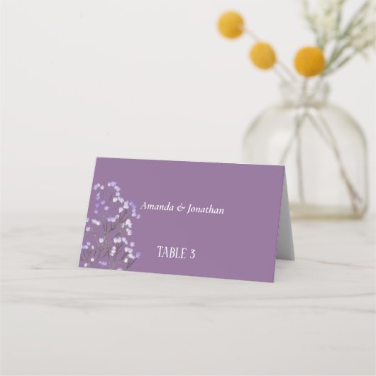 Minimalistisch lavender Floral Wedding Place Cards Plaatskaartje (Voorkant)