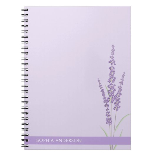 Minimalistisch lavender-Paars met naam Notitieboek (Voorkant)