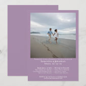 Minimalistisch lavender Photo Weddenschap Dinner Kaart (Voorkant / Achterkant)