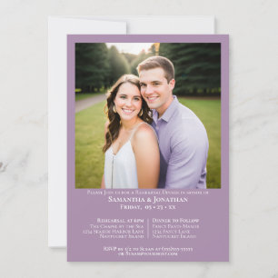 Minimalistisch lavender Photo Weddenschap Dinner Kaart