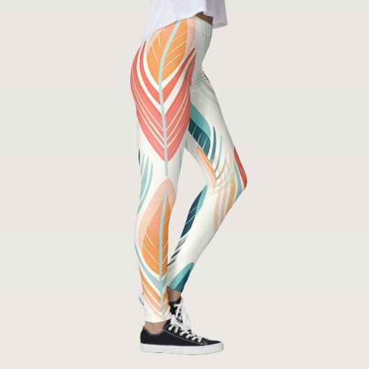 Minimalistisch Leaf IKAT-ontwerp Leggings (Rechts)