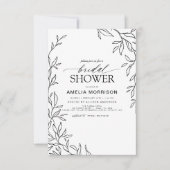 Minimalistisch Leaf Modern Zwart & Wit Vrijgezelle Kaart (Voorkant)