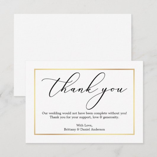 Minimalistisch legankalligrafie Lijst voor weddens Bedankkaart (Voorkant / Achterkant)