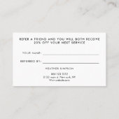 minimalistisch legant aanbevelingskaartje (Achterkant)