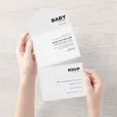 Minimalistisch legant formeel Baby shower All In One Uitnodiging (Afscheurbaar)