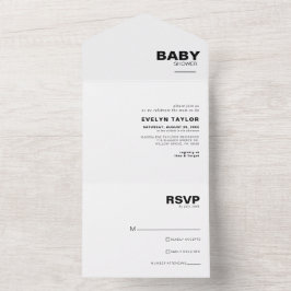 Minimalistisch legant formeel Baby shower All In One Uitnodiging