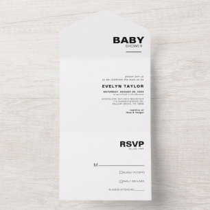 Minimalistisch legant formeel Baby shower All In One Uitnodiging