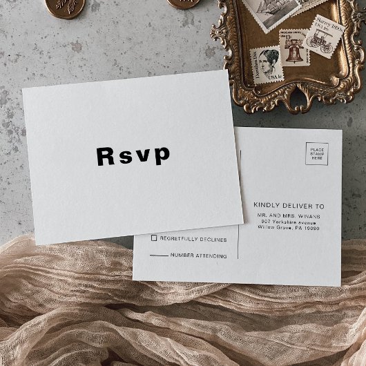 Minimalistisch legant formeel huwelijk Rsvp Briefkaart