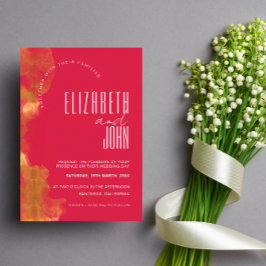 Minimalistisch legant goud en magenta huwelijk kaart