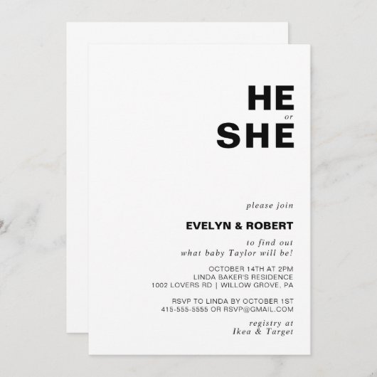 Minimalistisch legant Hij of zij maakt Kaart (Voorkant / Achterkant)