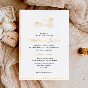 Minimalistisch legant Rustic Simple Wedding Gold Folie Uitnodiging