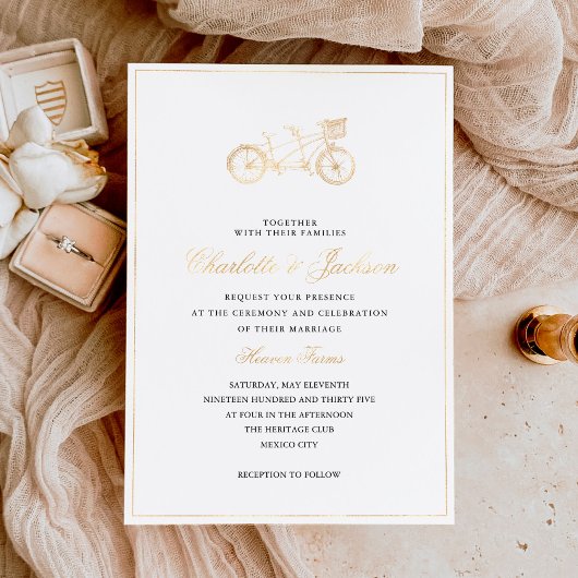 Minimalistisch legant Rustic Simple Wedding Gold Folie Uitnodiging