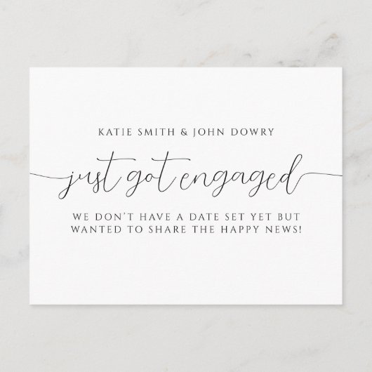 Minimalistisch legant script heeft foto's ontvange aankondigingskaart (Achterkant)