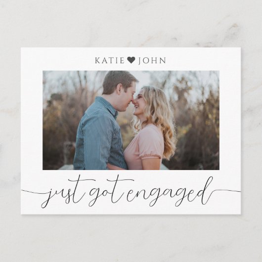 Minimalistisch legant script heeft foto's ontvange aankondigingskaart (Voorkant)