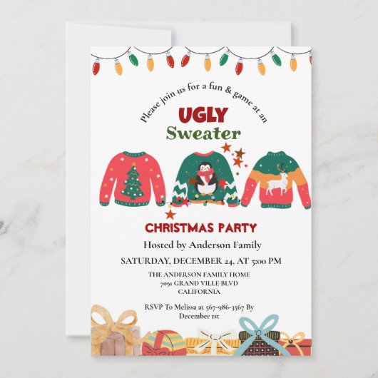 Minimalistisch lelijk sweater kerstfeest kaart (Voorkant)