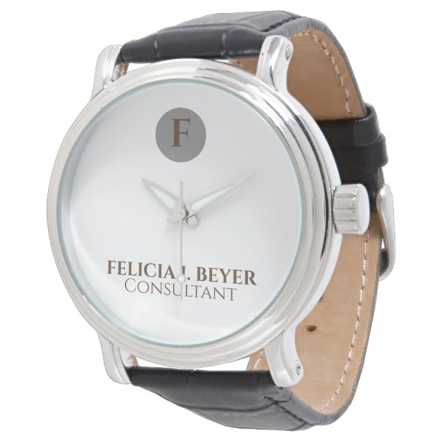 Minimalistisch leren horloge met op maat gemaakte  (Gekanteld)