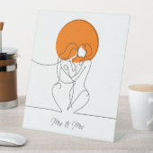 Minimalistisch Lesbisch Paar Lijn Kunst Reclamebord Met Voetstuk (Insitu)