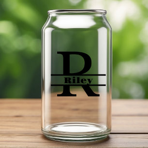 Minimalistisch Letter R Monogram en Aangepaste Naa Blikvorm Glas