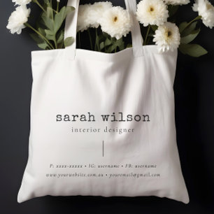 Minimalistisch lettertype voor aangepaste bedrijfs tote bag
