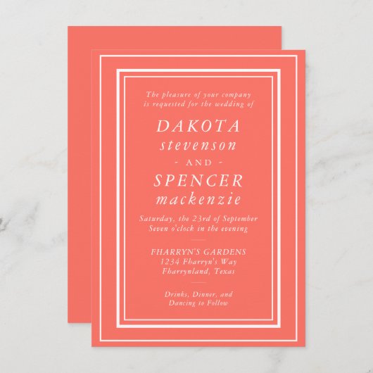 Minimalistisch levend koraal | Eenvoudig modern hu Kaart (Voorkant / Achterkant)