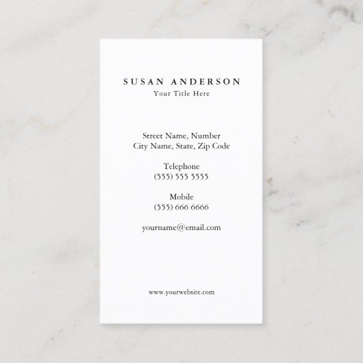 Minimalistisch lichaam beeldhouwen vrouw silhouet visitekaartje (Achterkant)