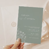 Minimalistisch licht groen Wildflower bruiloft Kaart