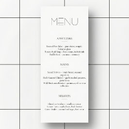 Minimalistisch licht restaurant- of trouwmenu programmakaart