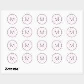 Minimalistisch Licht Roze Chic Eenvoudig Monogram Ronde Sticker (Vel)