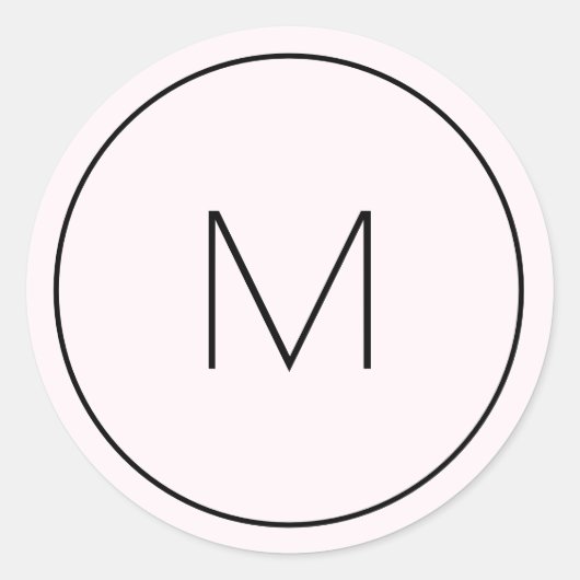 Minimalistisch Licht Roze Chic Eenvoudig Monogram Ronde Sticker (Voorkant)