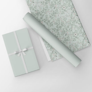 Minimalistisch Licht Wit Sage Groene Stevige Kleur Cadeaupapier