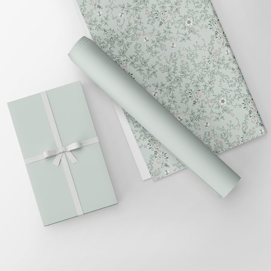 Minimalistisch Licht Wit Sage Groene Stevige Kleur Cadeaupapier